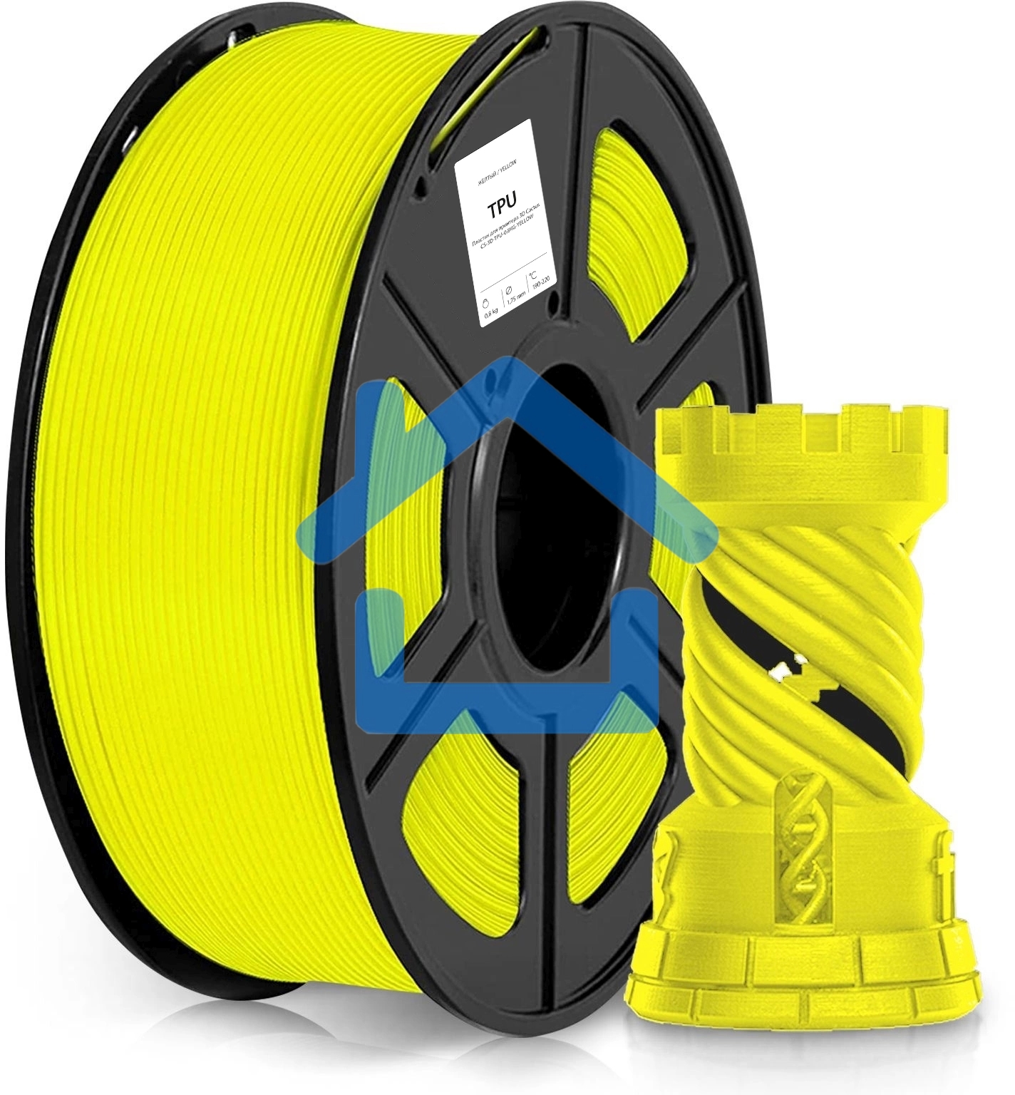 Пластик для принтера 3D Cactus CS-3D-TPU-0.8KG-YELLOW TPU d1.75мм 0.8кг 1цв.