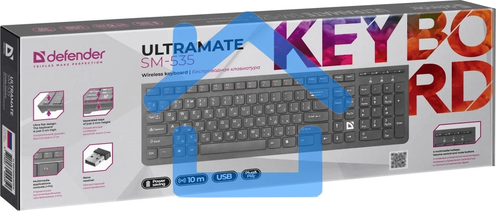 Клавиатура Defender ULTRAMATE SM-535 RU беспроводная USB, радиоканал, черный