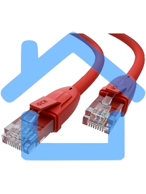 Патч-корд GCR прямой 5.0m UTP кат.6, красный, 24 AWG, литой, ethernet high speed, RJ45, T568B