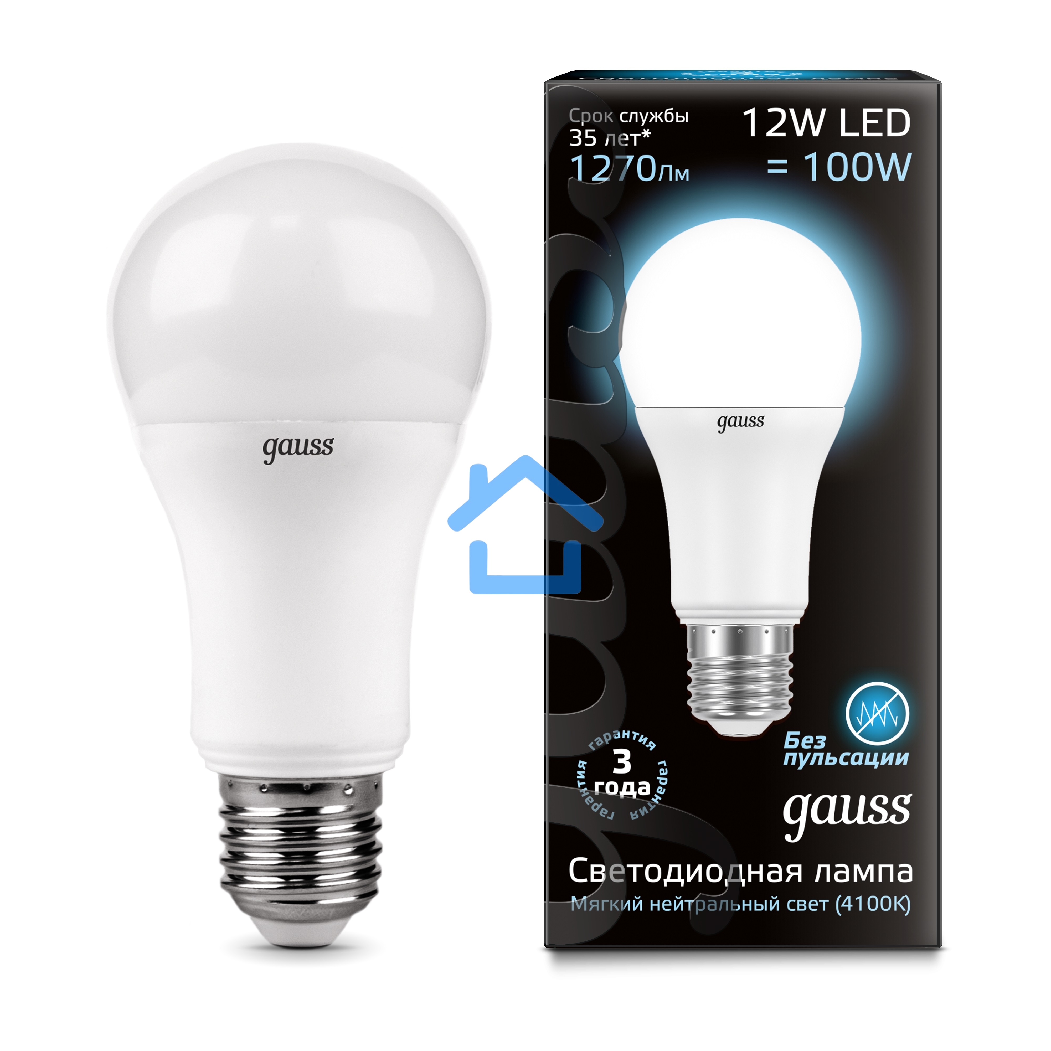 Лампа светодиодная GAUSS LD102502212LED A60 globe 12W E27 4100K