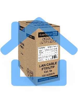 Кабель ExeGate UTP 4 пары кат.5e CCA, 24AWG, бухта 100м, серый, PVC