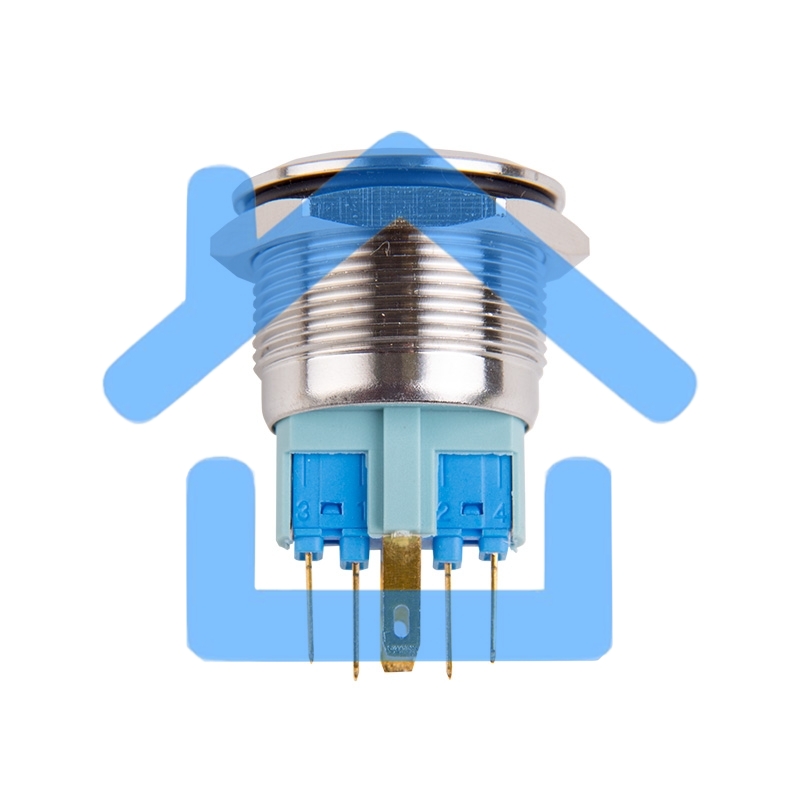 Кнопка антивандальная Ø22 12В Б/Фикс (5с) (ON)-OFF/(OFF)-ON подсв/синяя Rexant