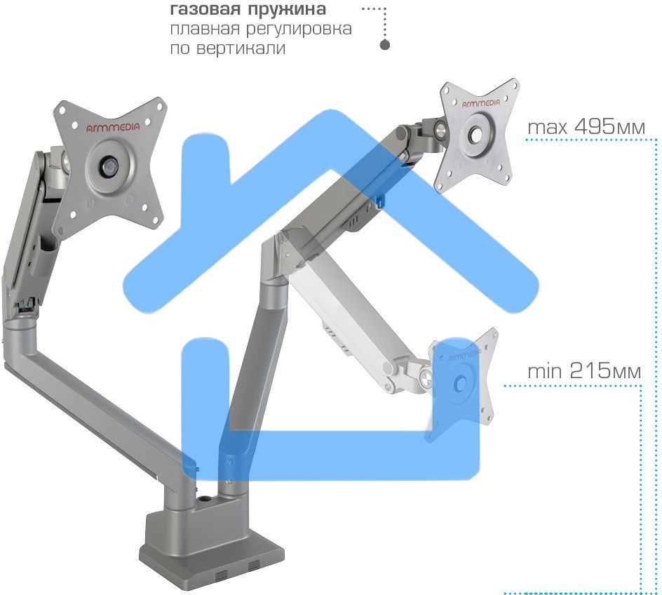 Кронштейн Arm media LCD-T36 silver, 4 шт/уп. Кр. алюм. настол. для 2-х мон. 15