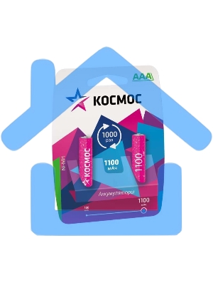 Аккумулятор Космос KOCR03NIMH(1100MAH)R03 NiMn 1100мА·ч (блист.2шт.) Цена за 1шт