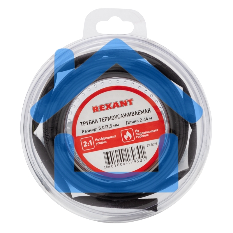 Трубка термоусаживаемая 5,0/2,5 мм черная, ролик 2,44 м Rexant