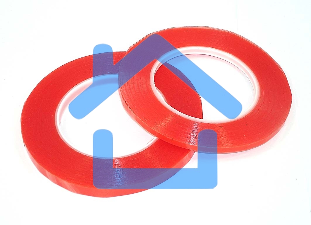 Скотч двусторонний прозрачный 3M с красной защитной лентой ширина 3мм 25м