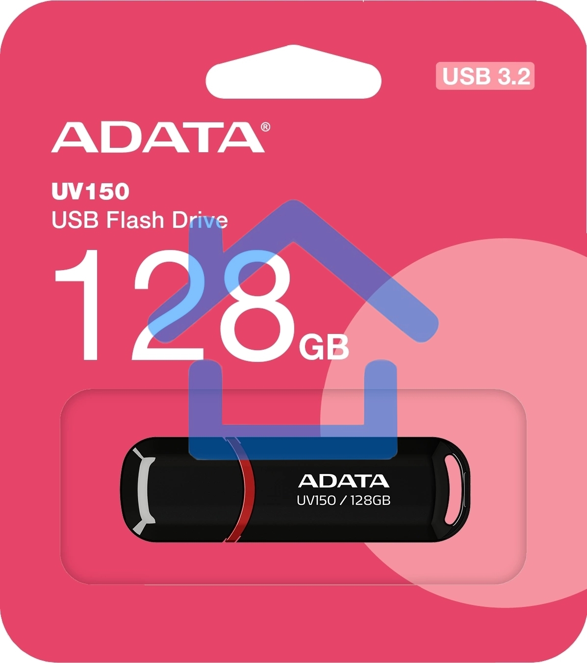 Флешка USB ADATA UV150 (AUV150-128G-RBK), 128Gb, USB 3.0, R/W 100/30, черный