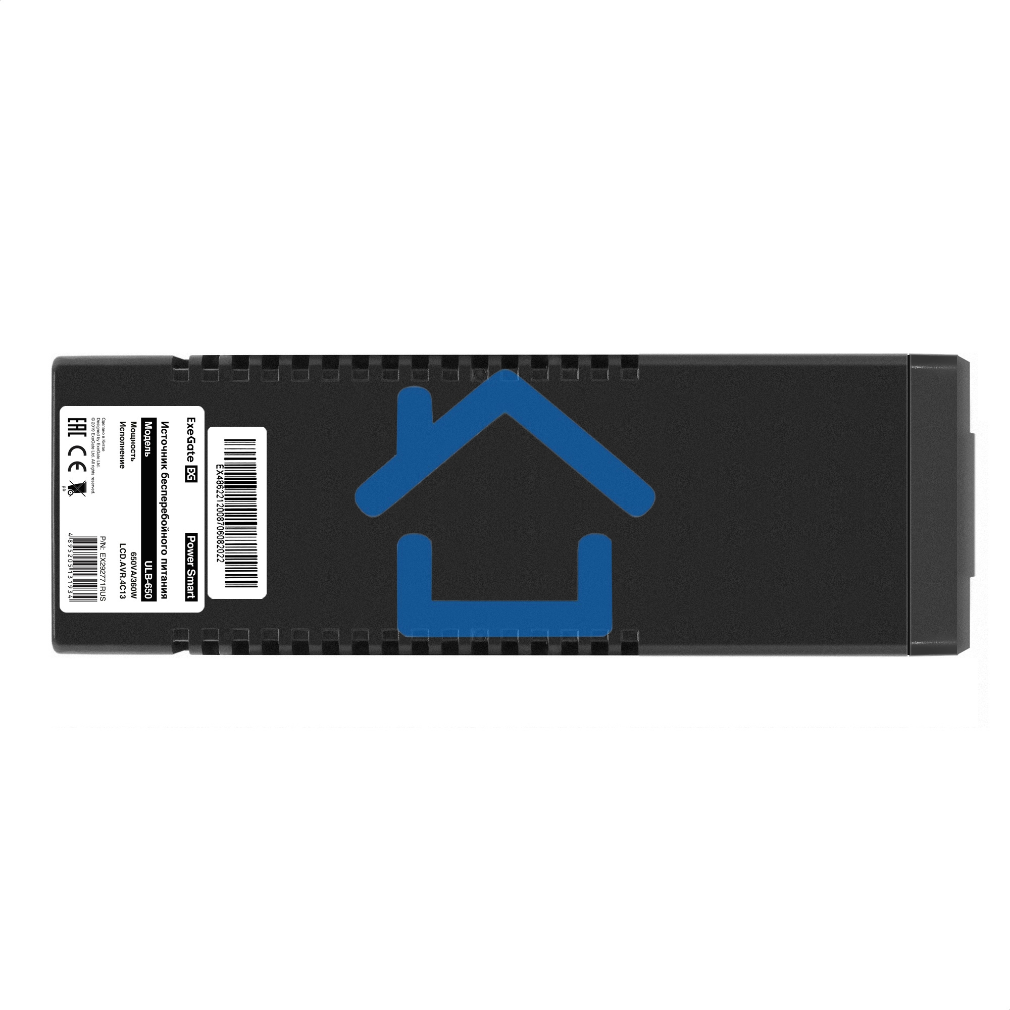 Источник бесперебойного питания ExeGate Power Smart ULB-650.LCD.AVR.4C13 650VA/360W, LCD, AVR, 4*C13, черный