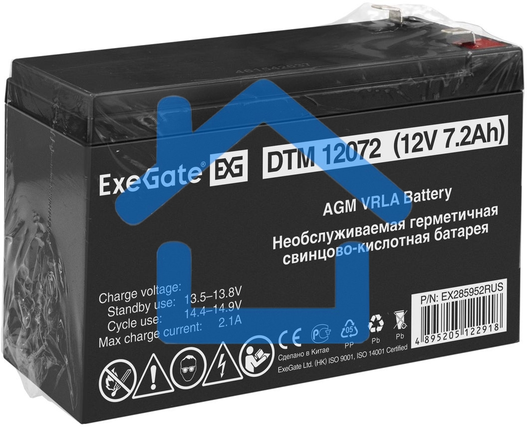 Батарея ExeGate EX285952RUS DTM 12072 (12V 7,2Ah, клеммы F1)