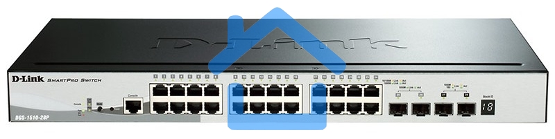 Сетевое оборудование D-Link DGS-1510-28P/A1A Управляемый стекируемый коммутатор SmartPro с 24 портами 10/100/1000Base-T с поддержкой PoE, 2 портами 1000Base-X SFP и 2 портами 10Gb,ase-X SFP+