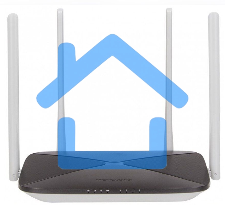 Беспроводный маршрутизатор Mercusys AC12, Dual Band, (867Мбит/с на 5 ГГц + 300Мбит/с на 2,4 ГГц)4 порта 100 Мбит/с, 4 фиксированных антенны