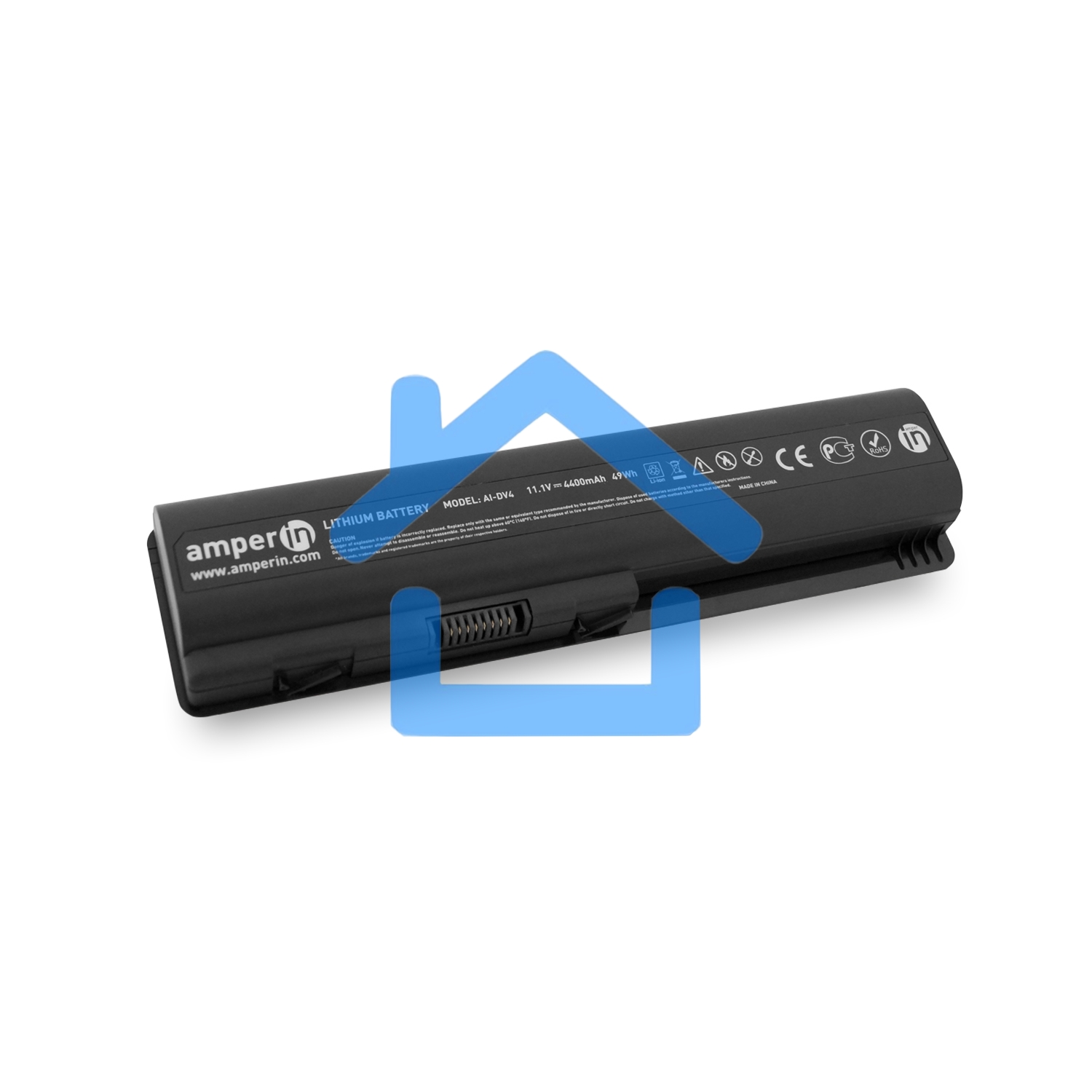 Аккумуляторная батарея Amperin для ноутбука HP Pavilion DV4, Compaq CQ40 11.1V 4400mAh