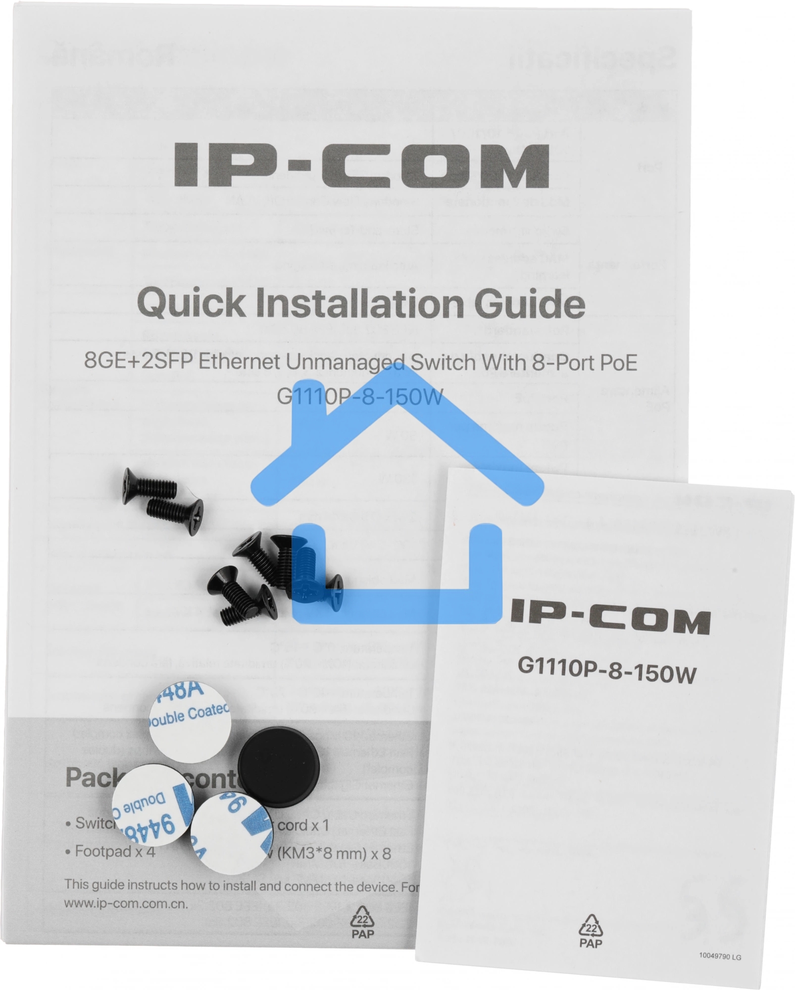 Неуправляемый коммутатор IP-COM G1110P-8-150W Ethernet 8GE+2SFP С 8-Портовым PoE