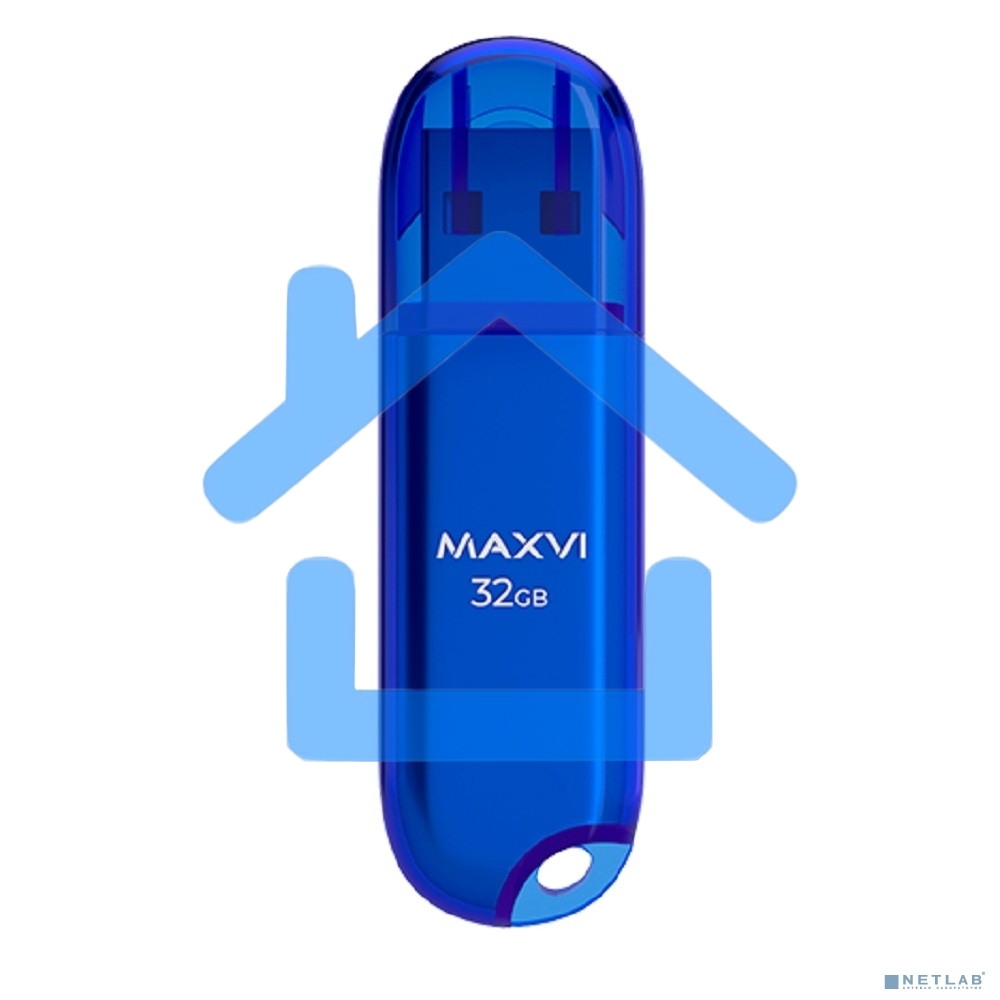 Флешка USB R/W Maxvi P1 32Gb USB 2.0 blue, монолит с колпачком, ABS пластик