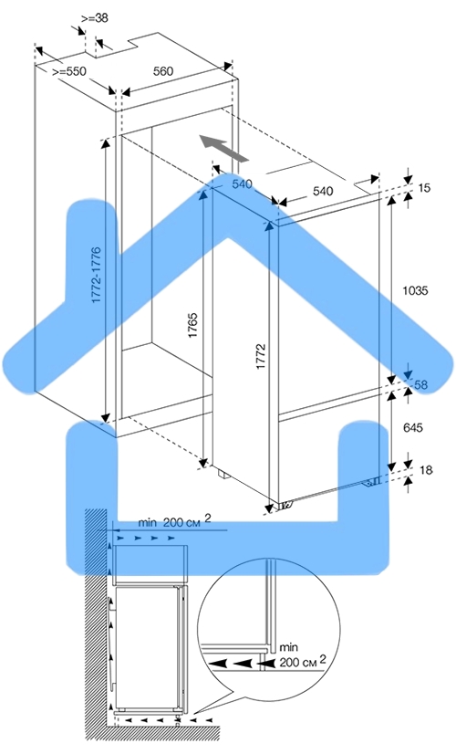 Встраиваемый холодильник Graude IKG 180.0