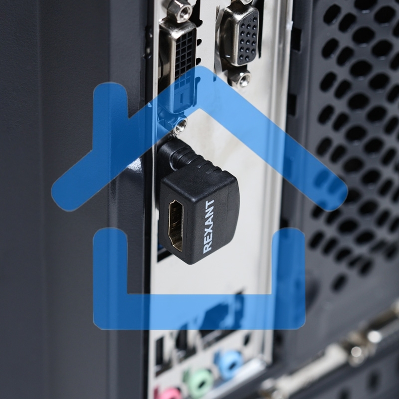 Переходник штекер HDMI - гнездо HDMI, угловой Rexant