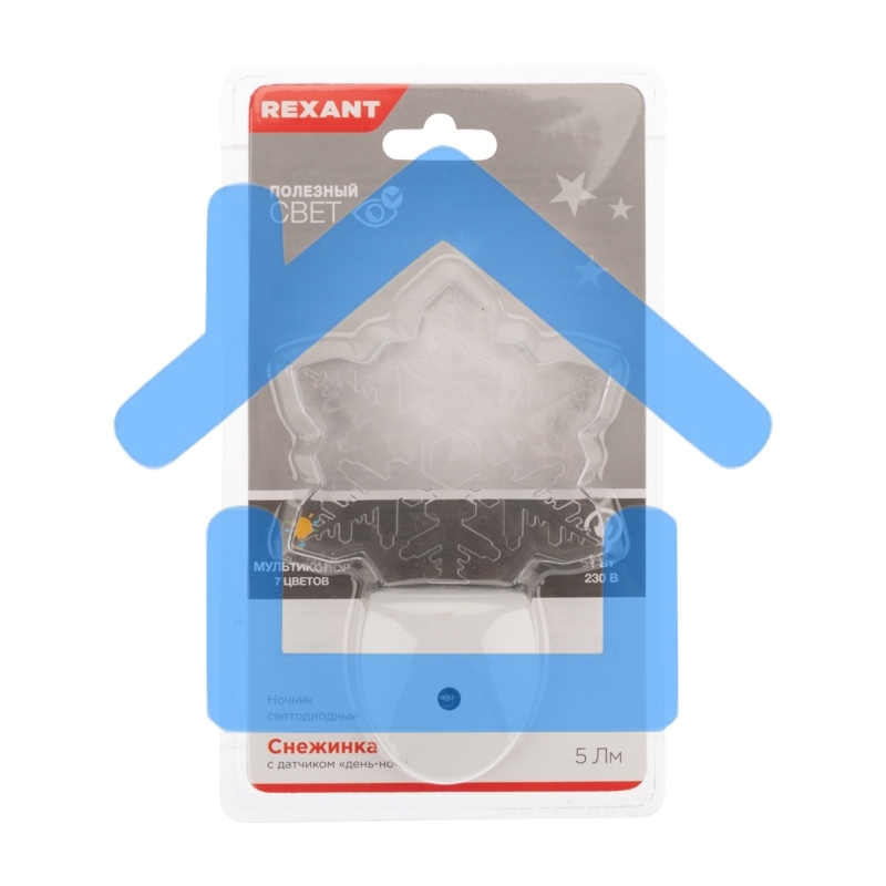 Ночник светодиодный Rexant СНЕЖИНКА ХАМЕЛЕОН свечение мультиколор 7 цветов, 230 В