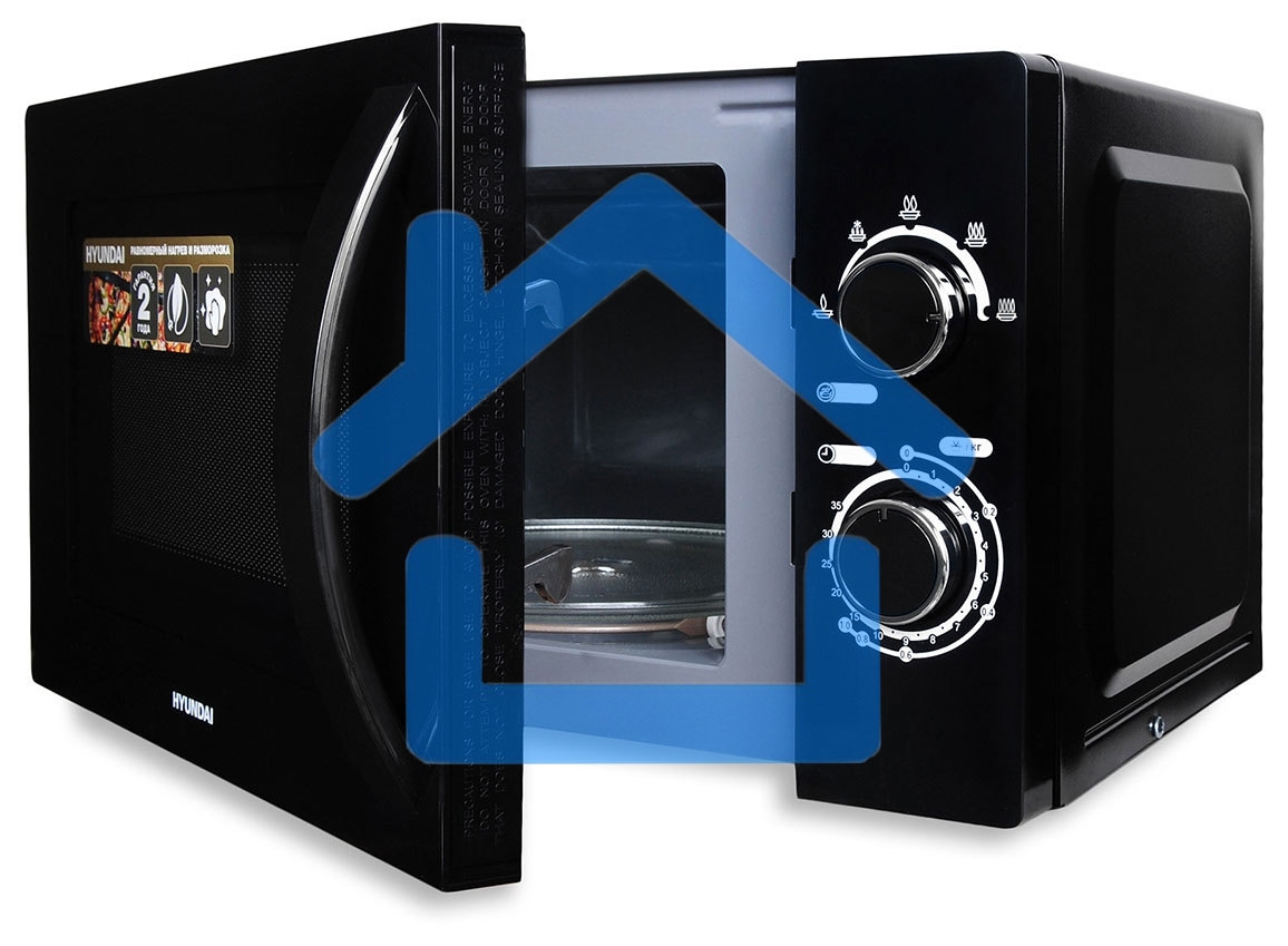 Микроволновая печь Hyundai HYM-M2063 черный, 20 л, 700 Вт, переключатели - поворотный механизм