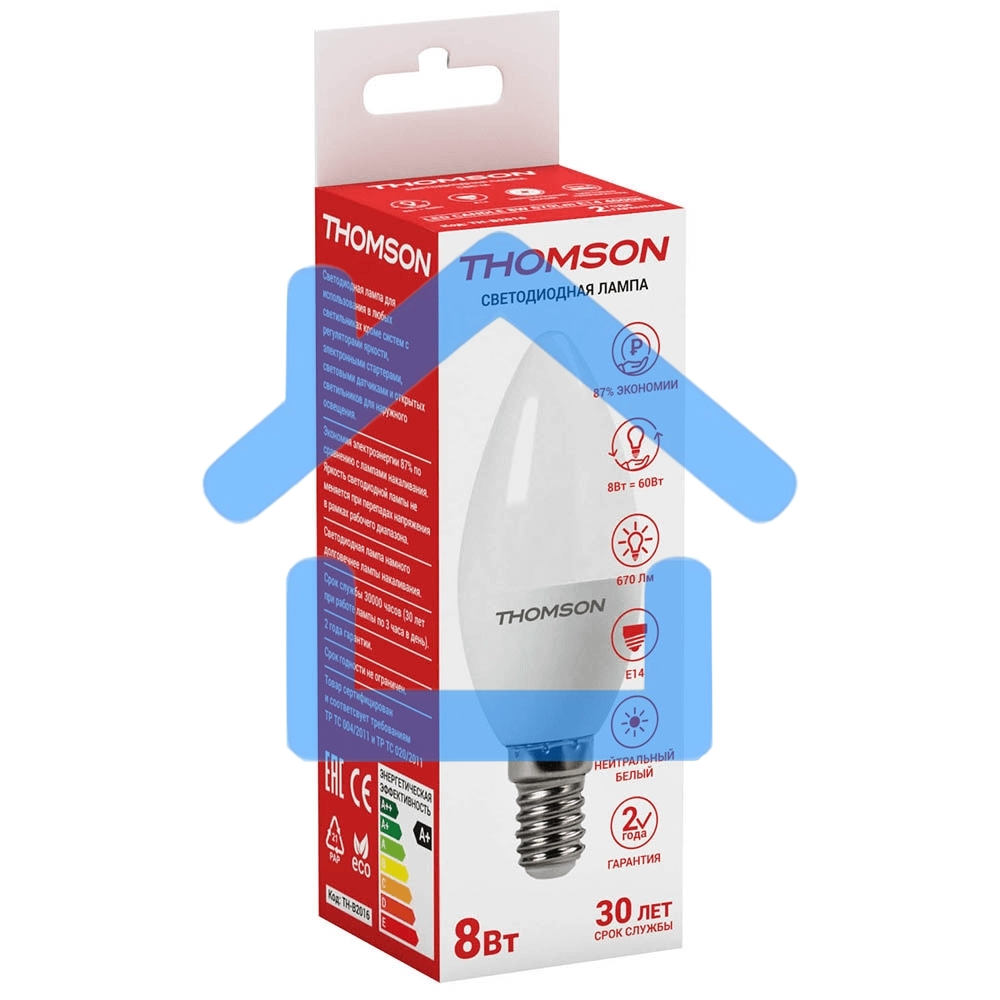 Лампа светодиодная Hiper THOMSON LED CANDLE 8W 670Lm E14 4000K TH-B2016