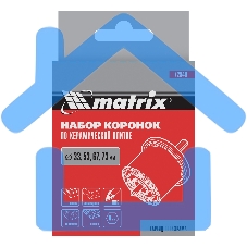 Набор коронок Matrix по керамической плитке, 33-53-67-73 мм, 6-гранный хвостовик