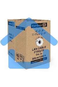 Кабель ExeGate UTP 4 пары кат.5e CCA, 25AWG, бухта 305м, серый, PVC