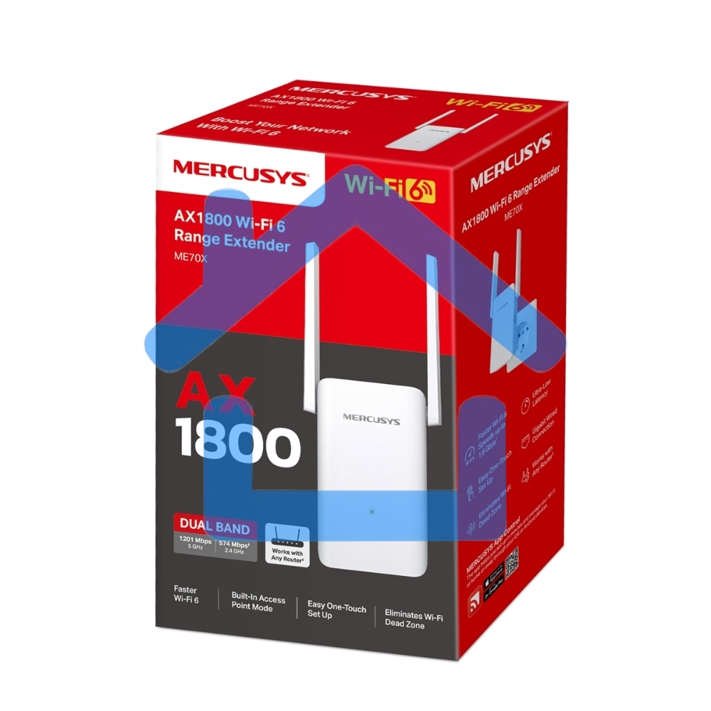 Повторитель беспроводного сигнала Mercusys ME70X AX1800 10/100/1000 белый (упак.:1шт)