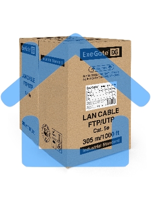Кабель ExeGate UTP 4 пары кат.5e медь, 25AWG, бухта 305м, серый, PVC