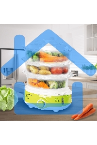 Пароварка Endever Vita-171, белый/зеленый, мощность 1000 Вт, объем 11 л