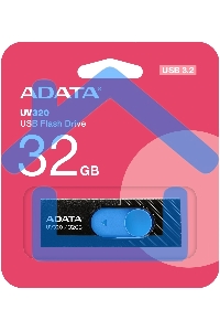 Флешка USB ADATA UV320 (AUV320-32G-RBKBL), 32 Gb, USB 3.2 Gen 1, R/W 100/30, черный/голубой