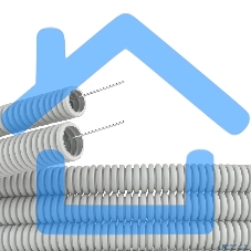 Труба гофрированная ПВХ d16мм тяжелая с протяж. сер. (уп.100м) ДКС 91516