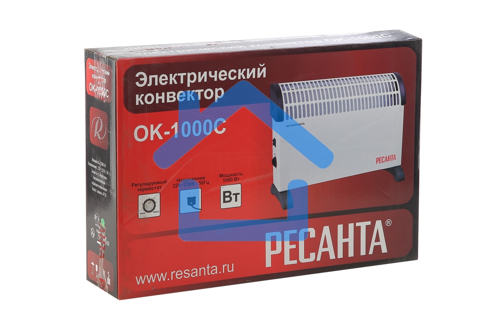 Конвектор Ресанта ОК-1000С белый, 1000 Вт, 15 м2, термостат