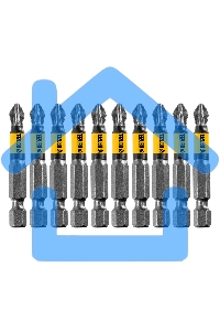 Набор бит PZ2х50, сталь S2, 10 шт., круглый профиль, отрывная упаковка Denzel