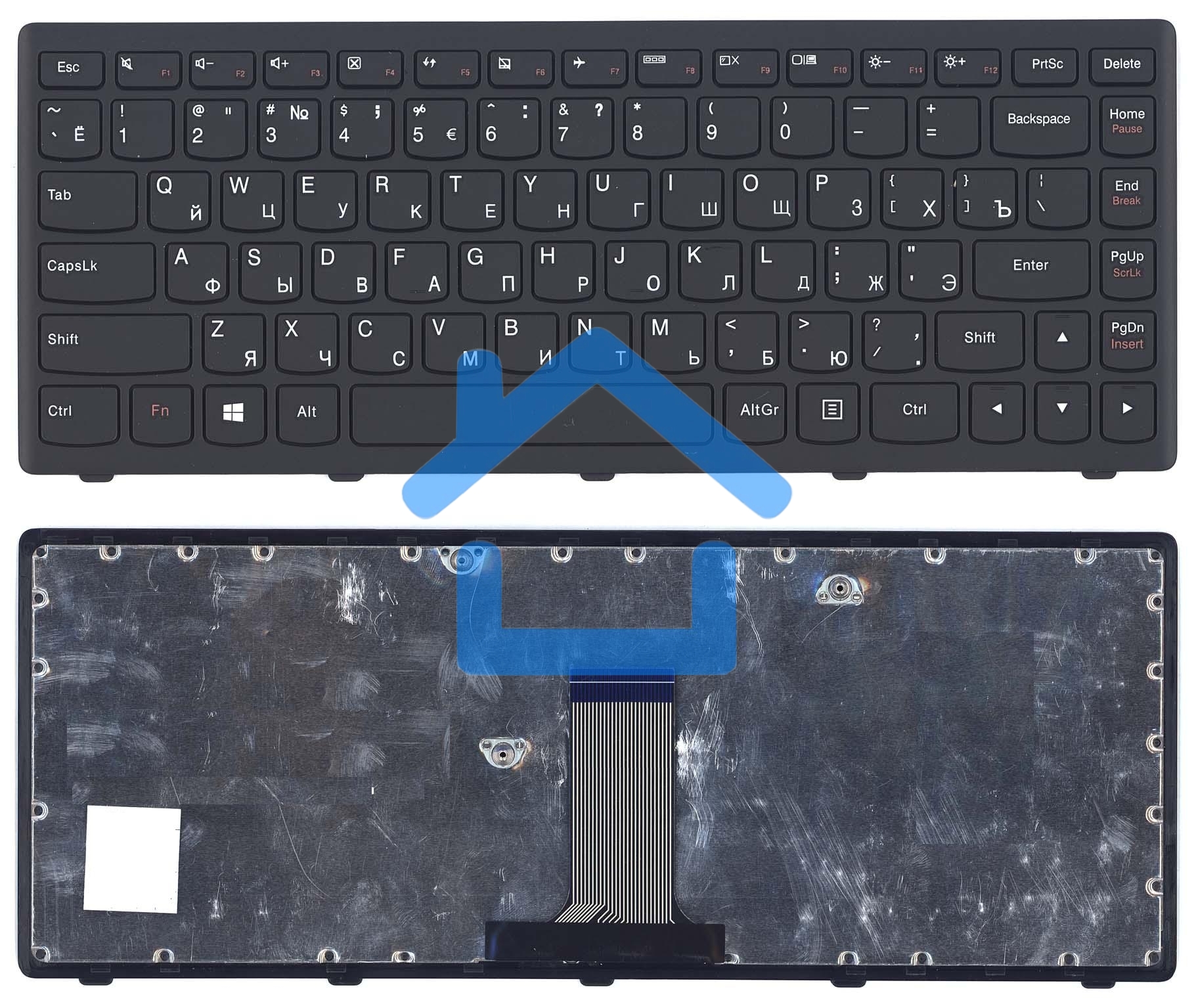 Клавиатура для ноутбука Lenovo Flex 14 G400s черная с рамкой