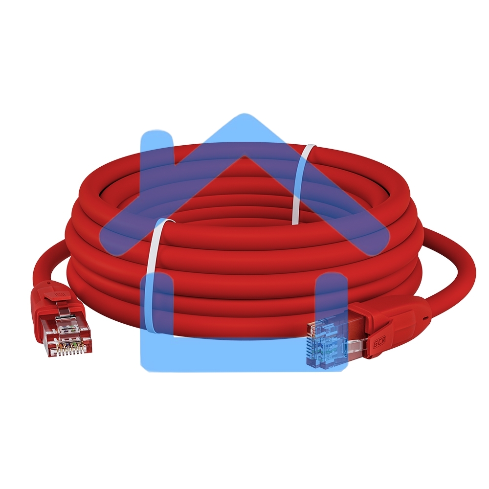 Патч-корд GCR прямой 5.0m UTP кат.6, красный, 24 AWG, литой, ethernet high speed, RJ45, T568B