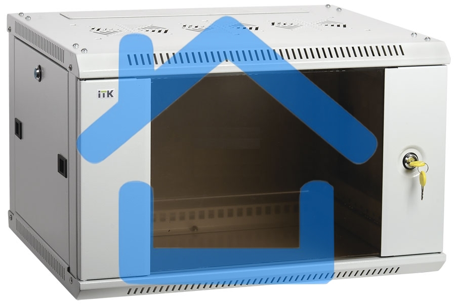 Шкаф ITK LINEA W 9U 600x600 мм дверь стекло, RAL7035