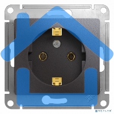 Механизм розетки 1-м Glossa 16А 250В с заземл. графит SchE GSL001343