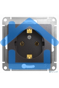 Механизм розетки 1-м Glossa 16А 250В с заземл. графит SchE GSL001343