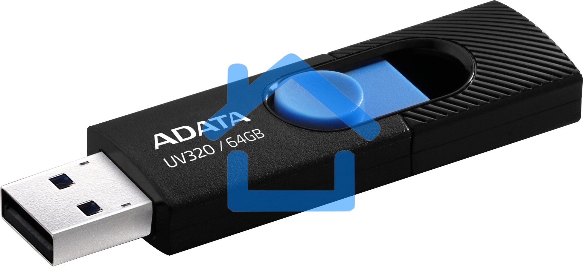 Флешка USB R/W ADATA R/W 64Gb ADATA UV320, USB 3.1, черный/Голубой
