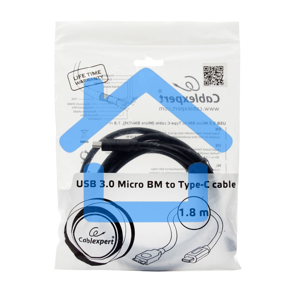 Кабель Cablexpert CCP-USB3-mBMCM-6 USB3.0 microBM/USB3.1TypeC, 1.8м, 