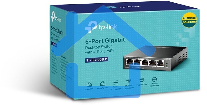 Коммутатор TP-Link 5-Port Gigabit Unmanaged Switch with 4-Port PoE+, metal case, desktop mount, PoE budget 40W.