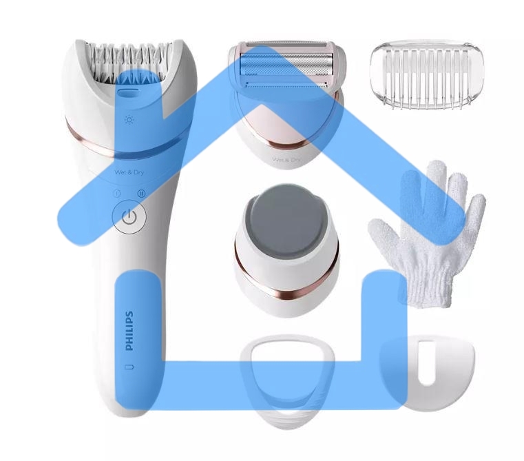 Эпилятор Philips 2 скорости, широкая головка, Wet&Dry, беспроводной, opti light, 6 аксессуаров