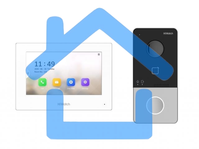 Комплект IP-видеодомофона HiWatch DS-D100IKWF(B)