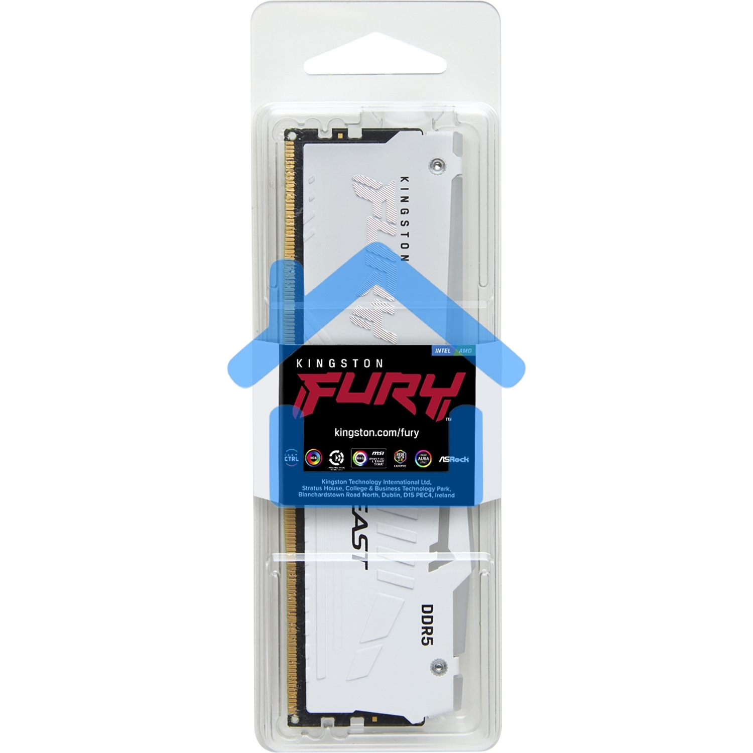 Оперативная память Kingston Fury Beast, DDR5, 16Gb (1x16Gb), 5600MHz, CL40, DIMM, радиатор, RGB, белый