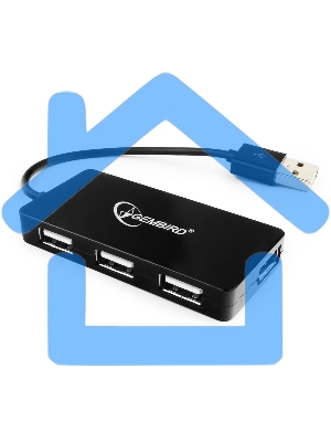 Концентратор USB 2.0 Gembird UHB-U2P4-03, 4 порта, блистер