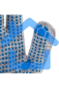 Перчатки трикотажные, с ПВХ точкой, серый меланж, 10 класс Россия