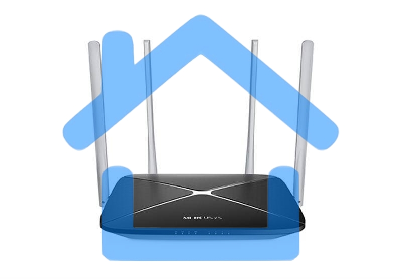 Беспроводный маршрутизатор Mercusys AC12, Dual Band, (867Мбит/с на 5 ГГц + 300Мбит/с на 2,4 ГГц)4 порта 100 Мбит/с, 4 фиксированных антенны