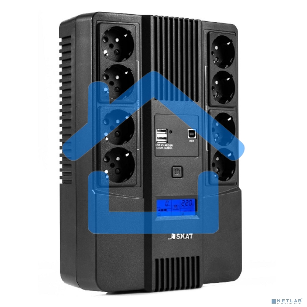 Источник бесперебойного питания Бастион SKAT-UPS 800-AID-IN-1x9-8 ИБП 220В 480Вт, LCD, АКБ 1x 9А·ч, line interactive, мод.синус, 8хSchuko,2xUS (8933)
