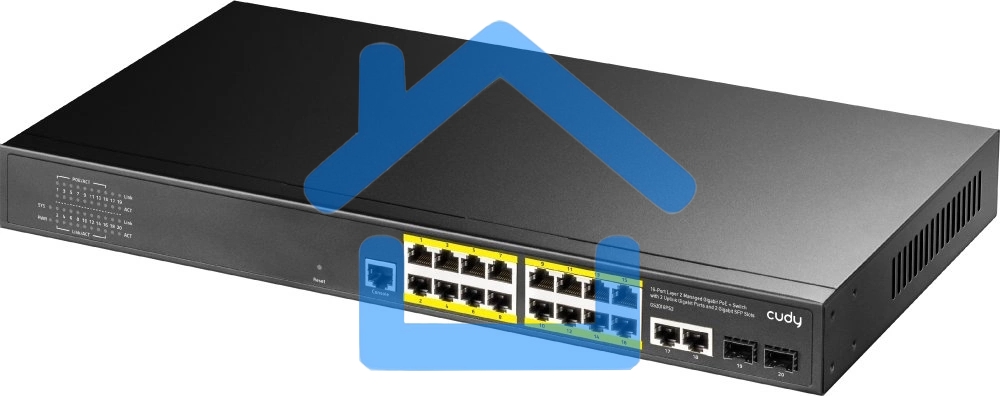Коммутатор Cudy GS2018PS2-200W (L2) 16x1Гбит/с 2SFP 16PoE+ 200W управляемый