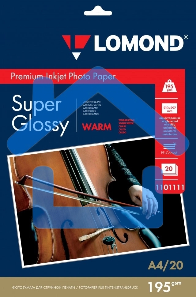 Фотобумага LOMOND cуперглянцевая тепло-белая (Super Glossy Warm) микропористая, 195/A4/20л.(К)