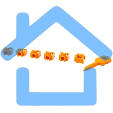 Комплект заглушек порта RJ-45 (6 шт.) + ключ, оранжевый